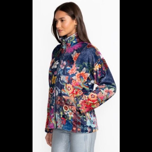 NWT Johnny Was Joan Zip Sherpa Jacket Reversible Dreamer Blu Medium - Picture 4 of 16